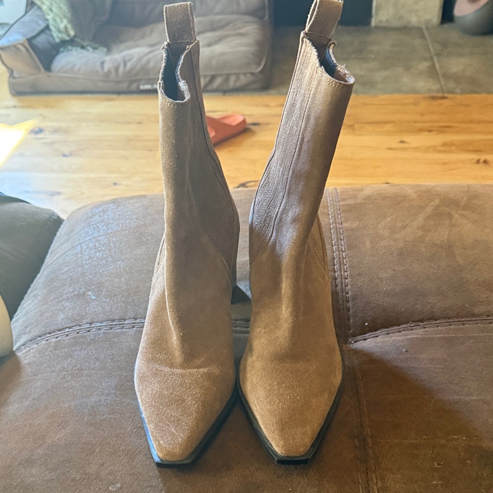 Women's Zara Pointed Toe Suede Ankle Boots in Brown